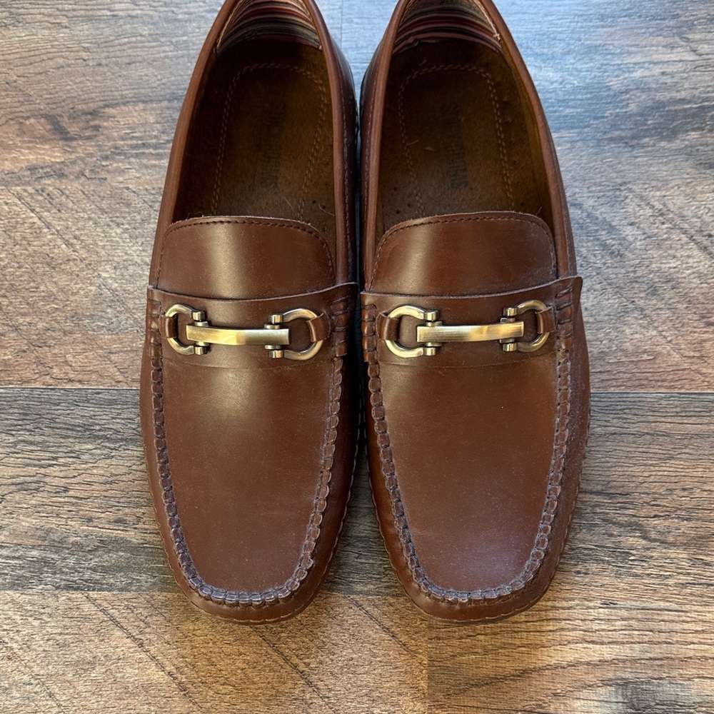Stacy Adams Brown Loafers with Gold Detail